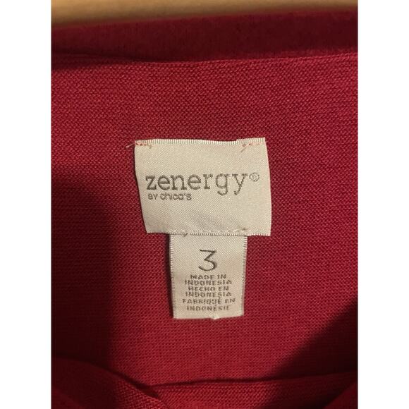 Chicos Women Tunic Size 3 US XL Red Rayon Stretch Soft Cozy Cowl Neck Minimalist - Picture 3 of 7